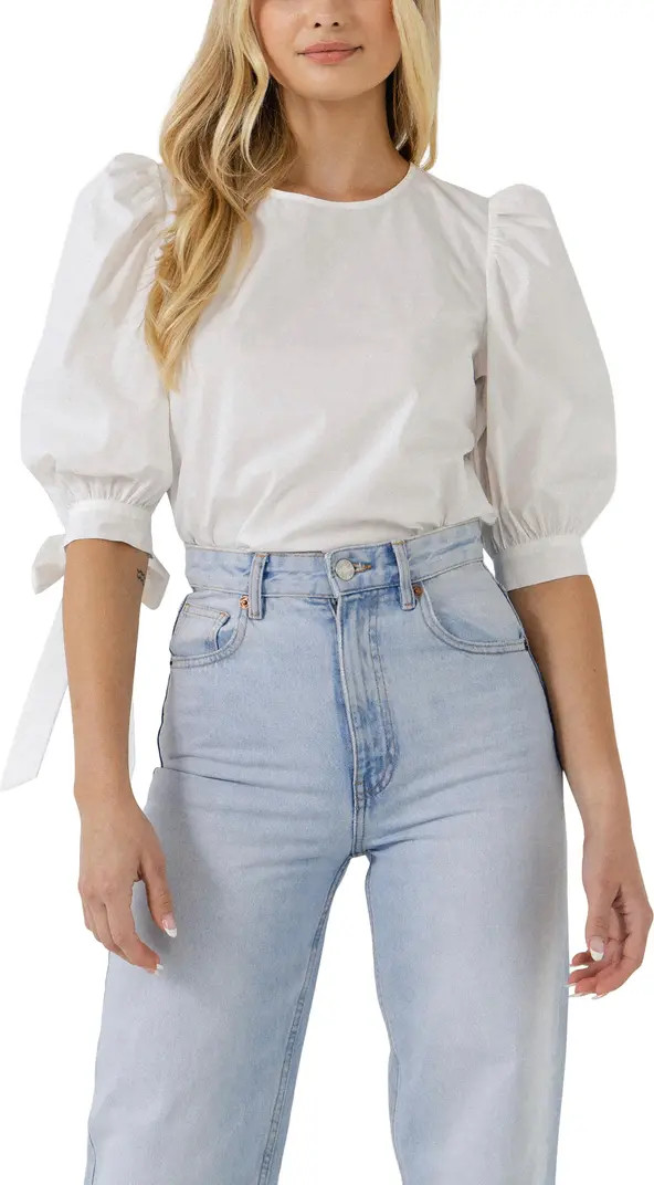 Bow Banded Puff Sleeve Blouse | Nordstrom