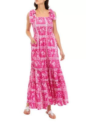 Crown & Ivy™ Women's Smocked Bodice Printed Maxi Dress | Belk