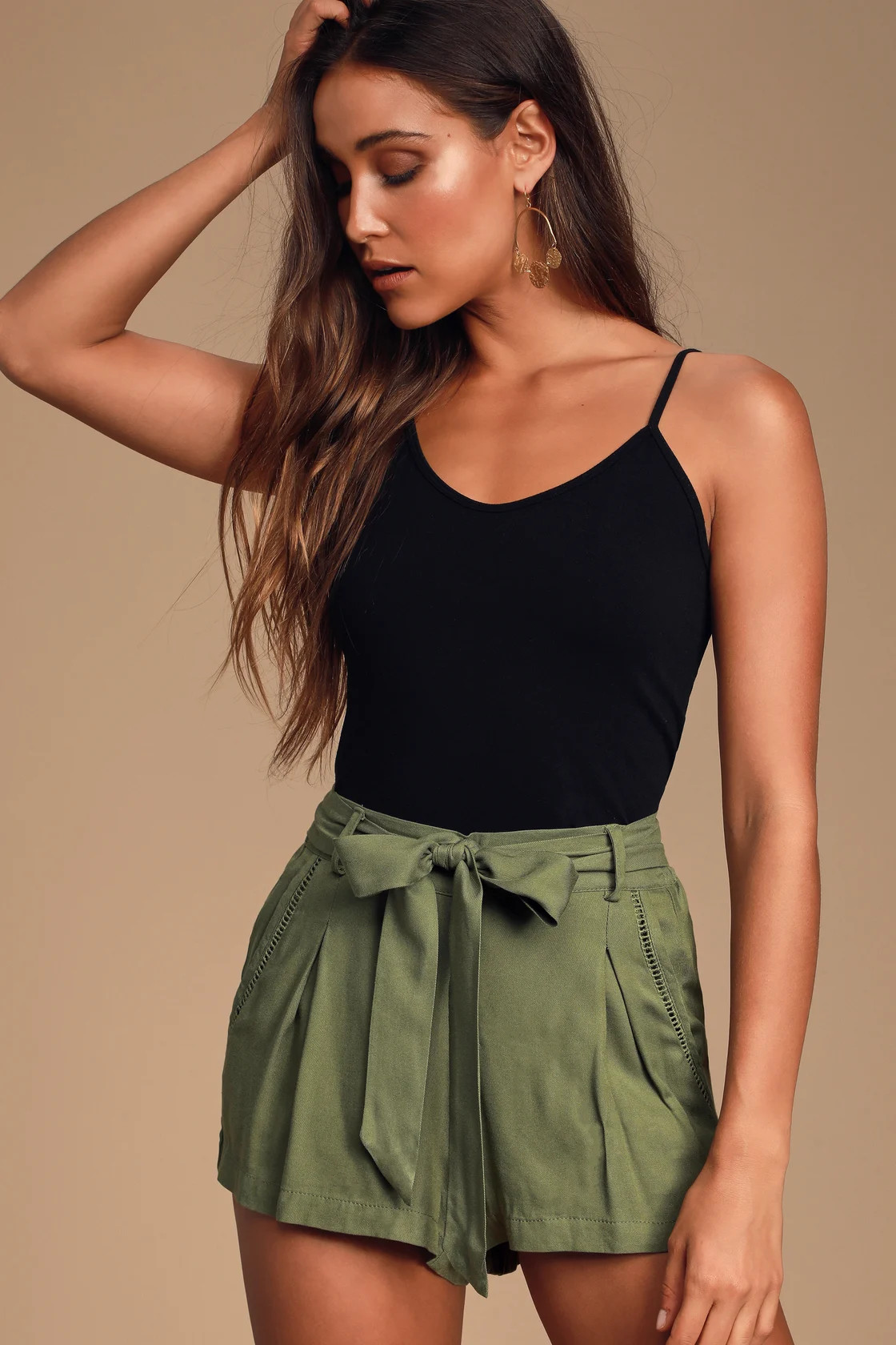 Climb the Ladder Olive Green Belted Shorts | Lulus (US)