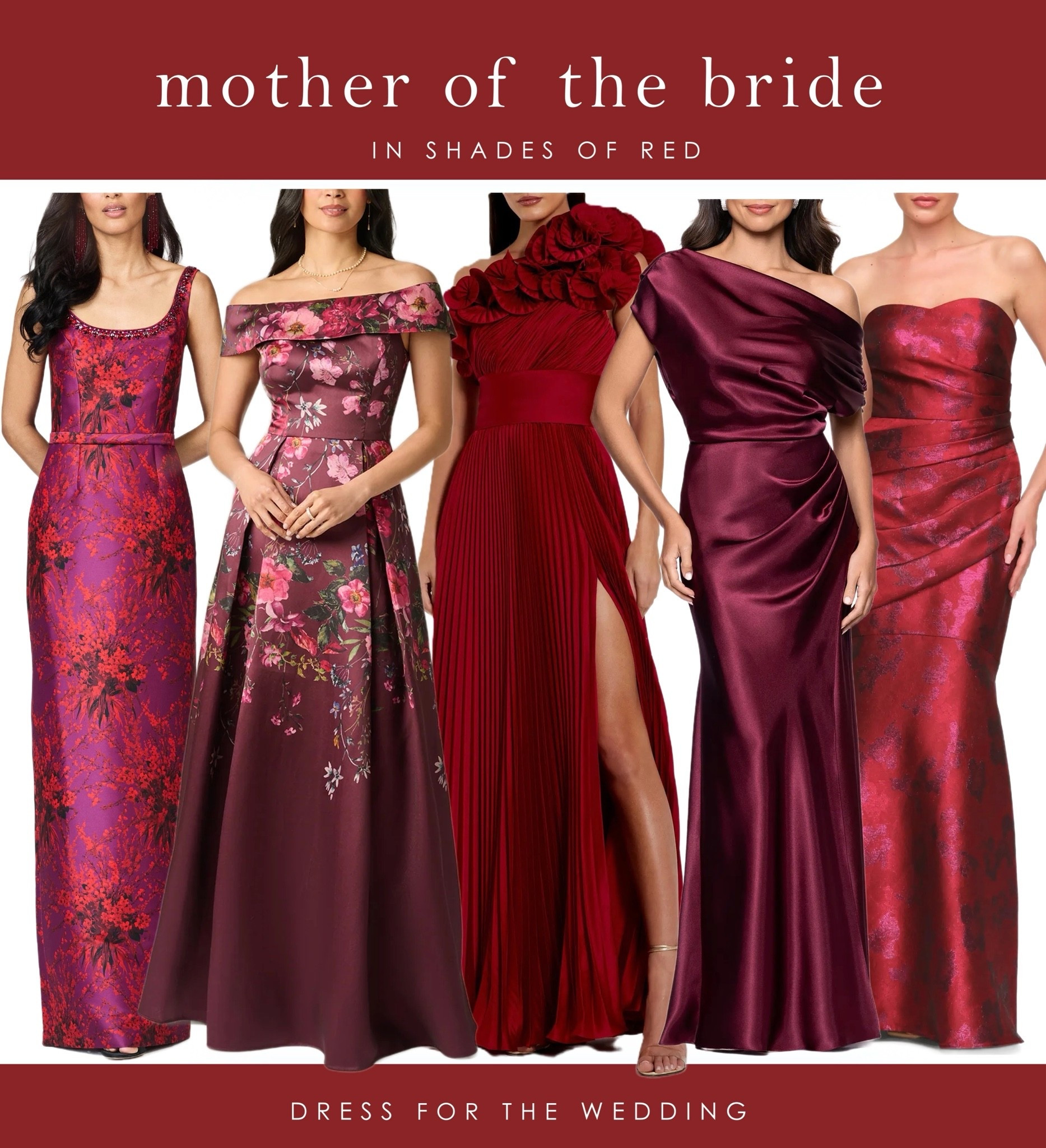 Red and burgundy dresses for the mother of the bride or mother of the groom. Burgundy red formal dresses are perfect for fall and winter weddings. Follow Dress for the Wedding for cute dresses, sale alerts, wedding style and decor! Visit us at dressforthewedding.com for more!

#LTKOver40 #LTKWedding #LTKMidsize
