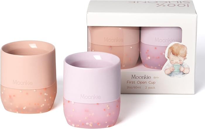 Moonkie Silicone Baby Cups 4 Months+ | Tiny Open Training Cups for Infants with Confetti Sprinkle... | Amazon (US)