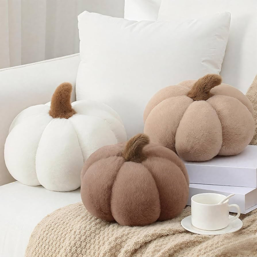 Wonderjune 3 Pcs Fall Plush Pumpkin Pillows,Cozy Color | Amazon (US)