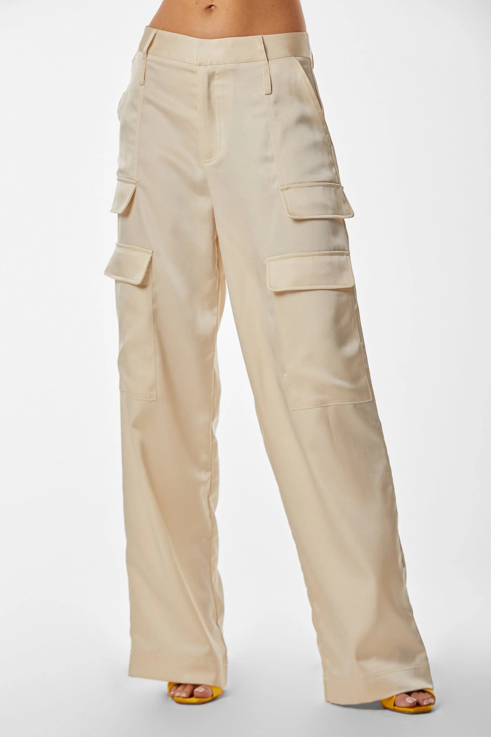 Milan Satin Cargo Pant - Pearl | The Noli Shop