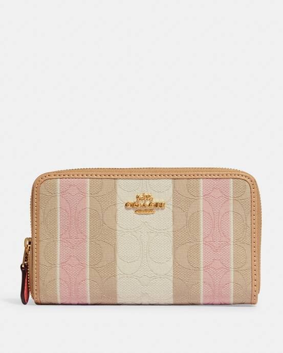 Medium Id Zip Wallet In Signature Jacquard With Stripes | Coach Outlet