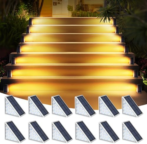 AUDLES LED Solar Step Lights Waterproof Outdoor Stair Lights, Warm White Solar Deck Lights IP67 S... | Amazon (US)