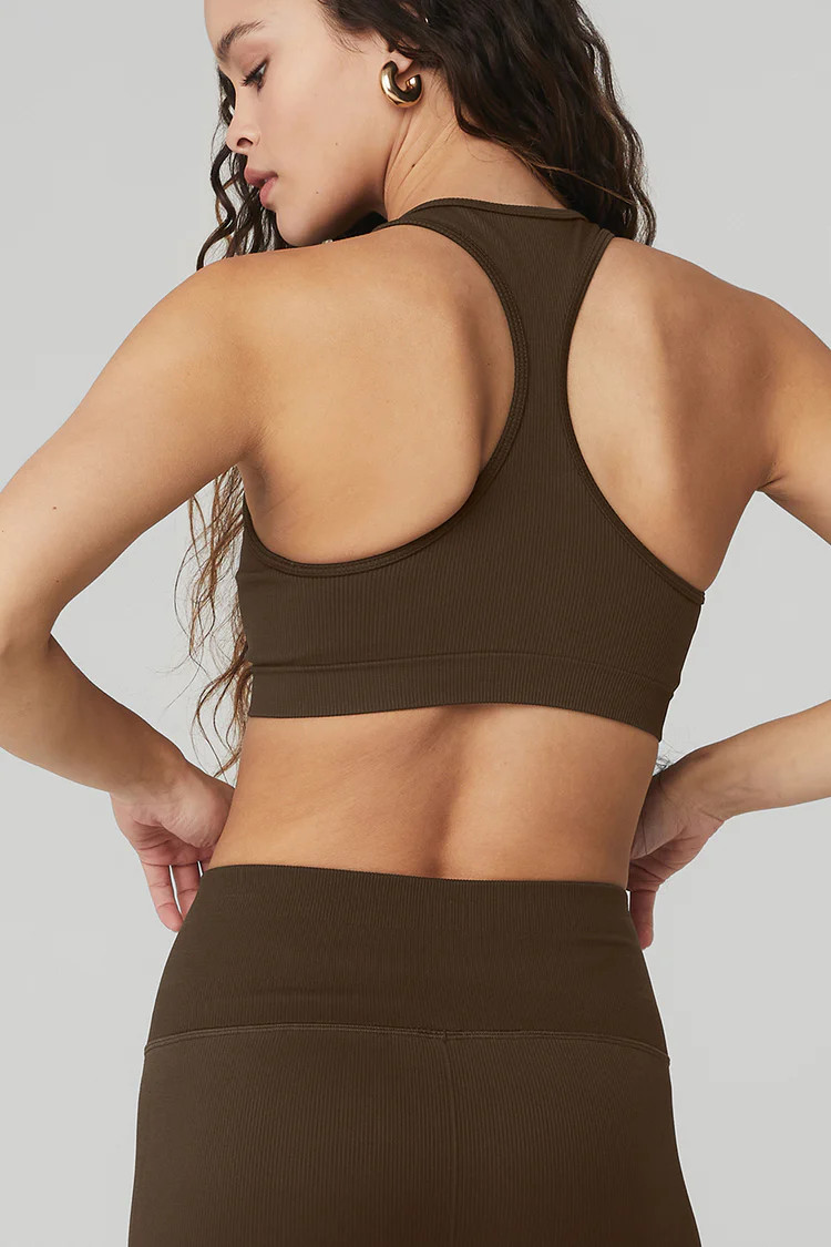 Seamless Ribbed Bra - Espresso | Alo Yoga