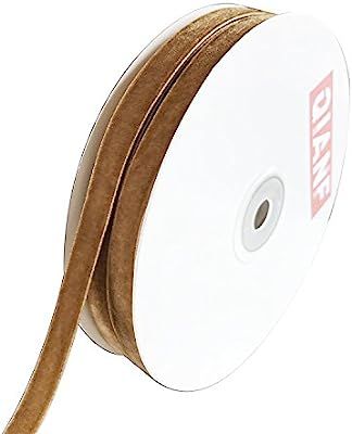 QIANF Vintage Khaki Velvet Ribbon, 3/8 Inch X 25Yd | Amazon (US)