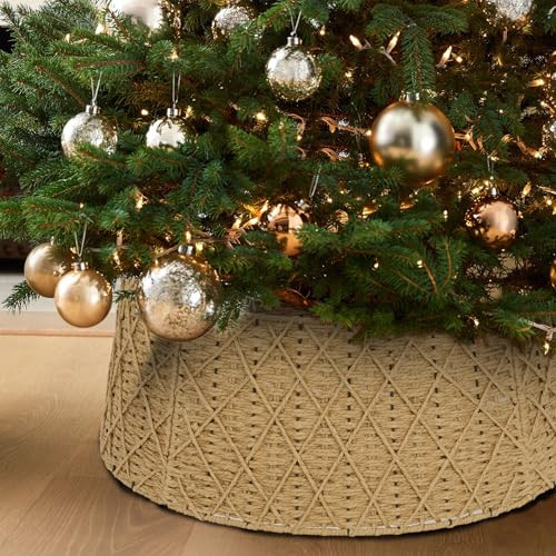 Christmas Tree Collar, 23.5’’ D Handmade Paper Grass Christmas Stand Tree Collar Basket Base Cover for Holiday Decoration | Amazon (US)