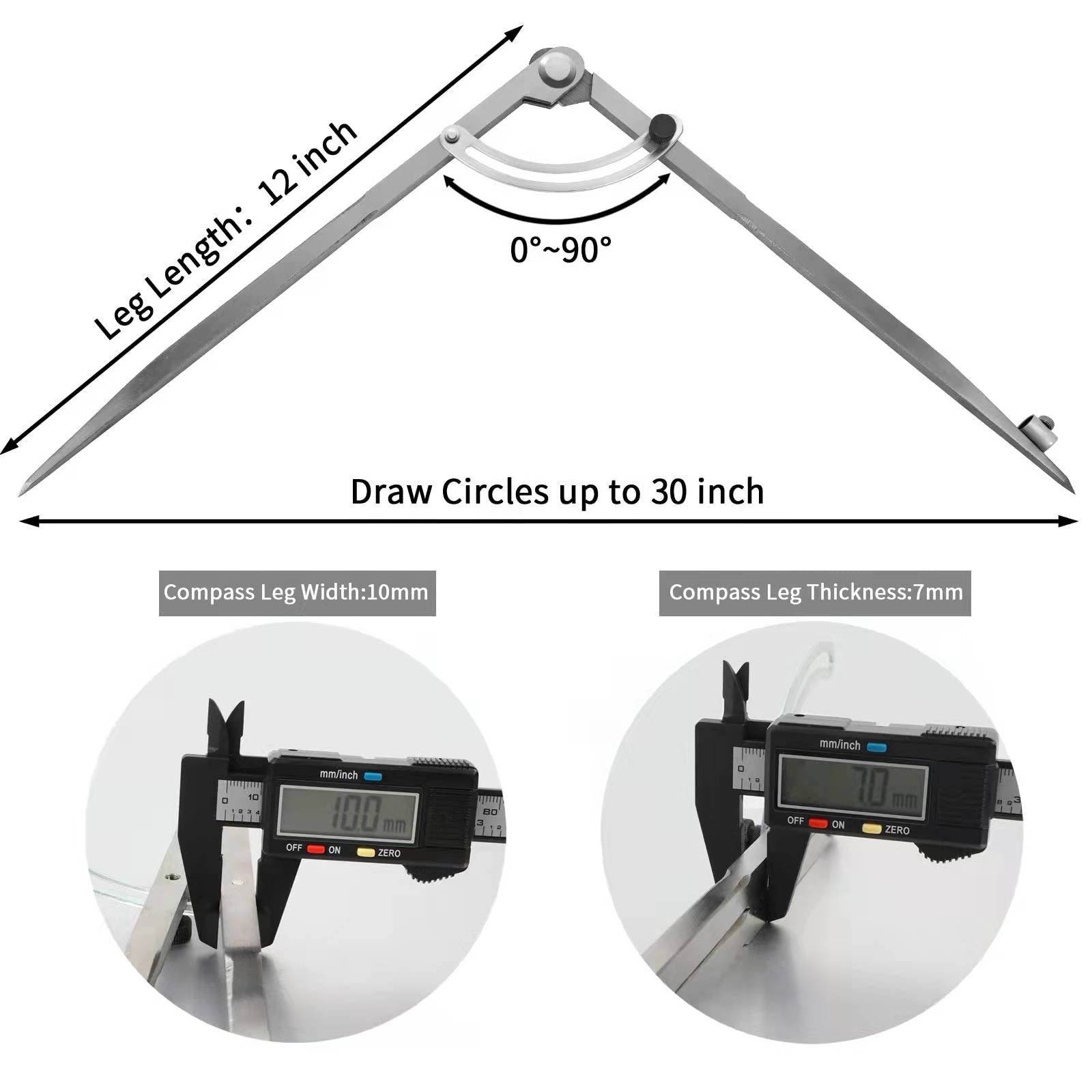 Pencil Compass 12 inch, Precision Woodworking Compass with Wing Divider and Pencil Holder, Metal ... | Amazon (US)