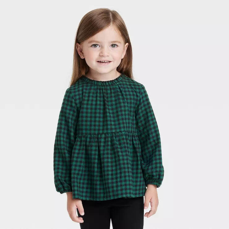 Toddler Girls' Plaid Top - Cat & Jack™ Green | Target