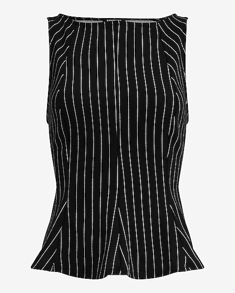 Pinstripe Boat Neck Peplum Tank | Express