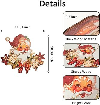 Vintage Style Santa Claus Welcome Sign - Wooden Hanging Sign for Front Door Xmas Wall Hanging Dec... | Amazon (US)