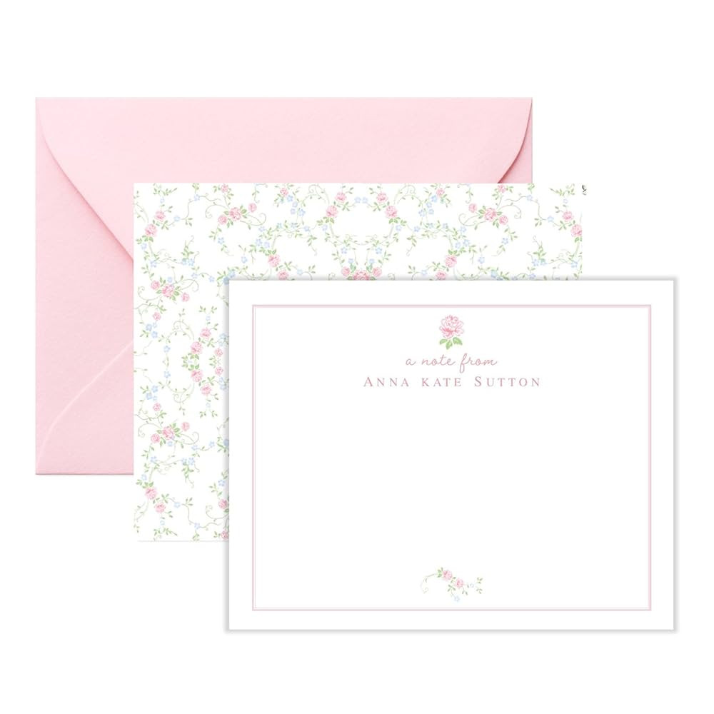 Co - Personalized Rose Floral Stationery for Women, Flower Stationary Cards and Envelopes Set, No... | Amazon (US)