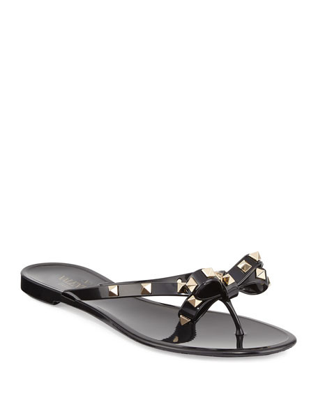 Rockstud PVC Flat Thong Sandals | Neiman Marcus