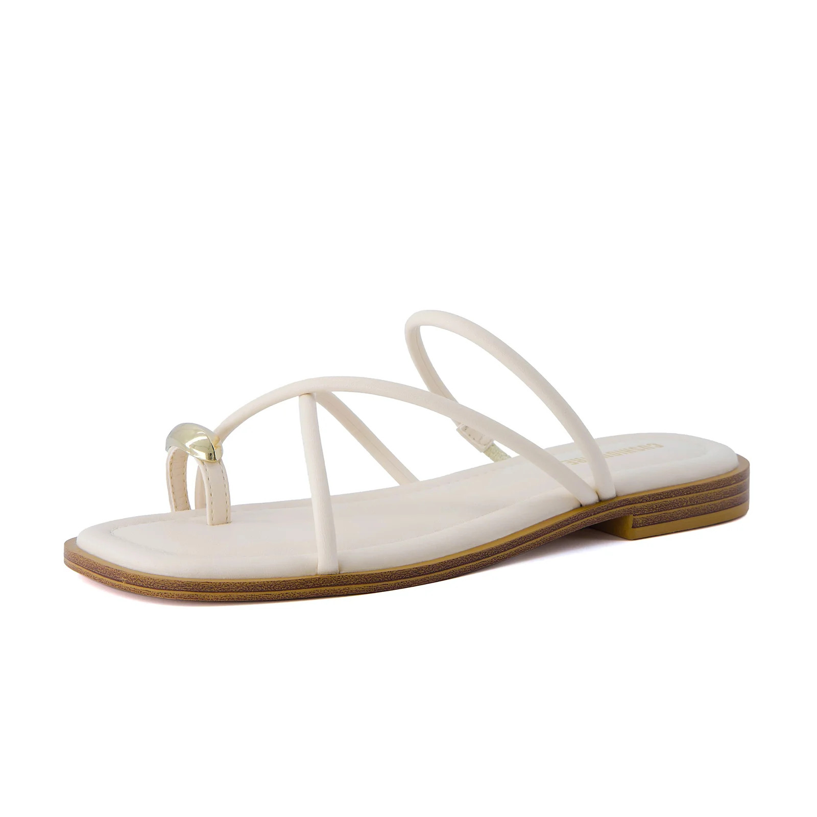 Cushionaire Venue Women’s Strappy Toe-Loop Slide Sandals with Gold-Tone Accent & Memory Foam Co... | Walmart (US)