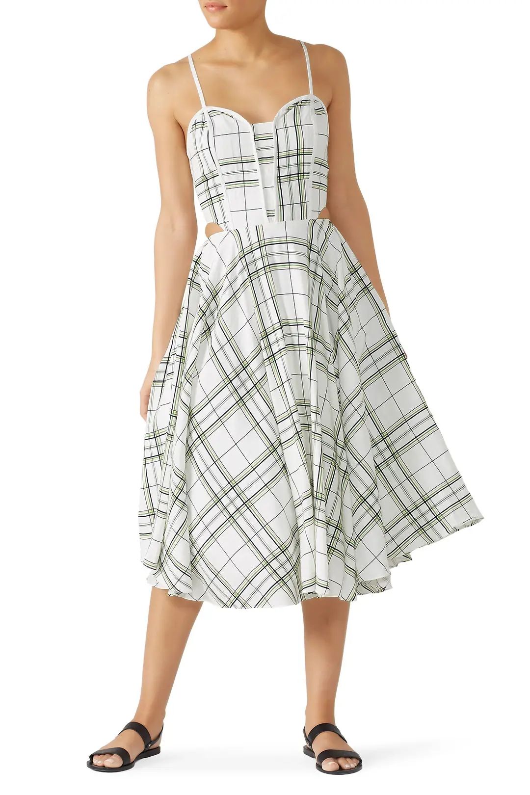 Checked Cut Out Midi Dress | Rent the Runway