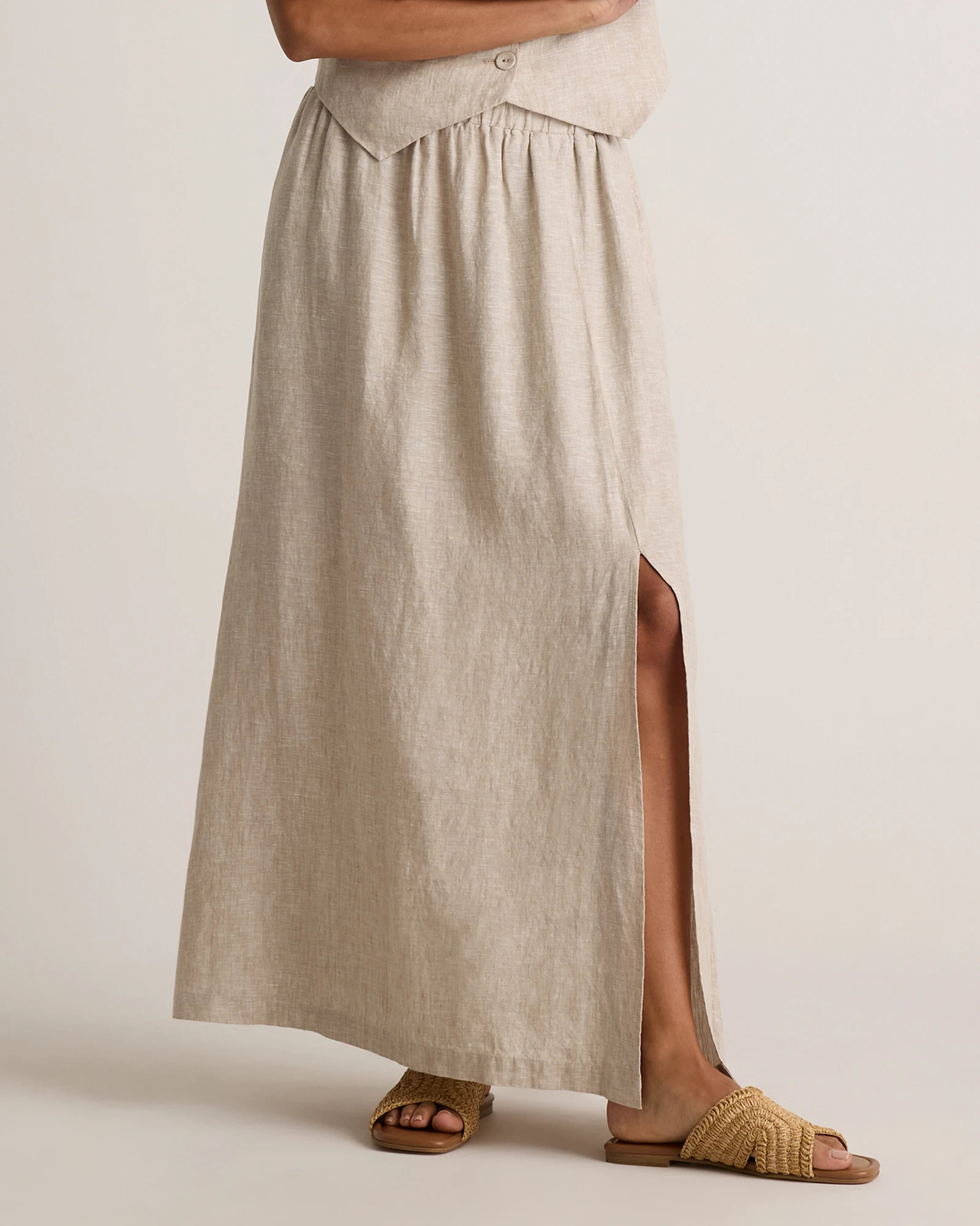 100% European Linen Maxi Skirt in Flax | Quince