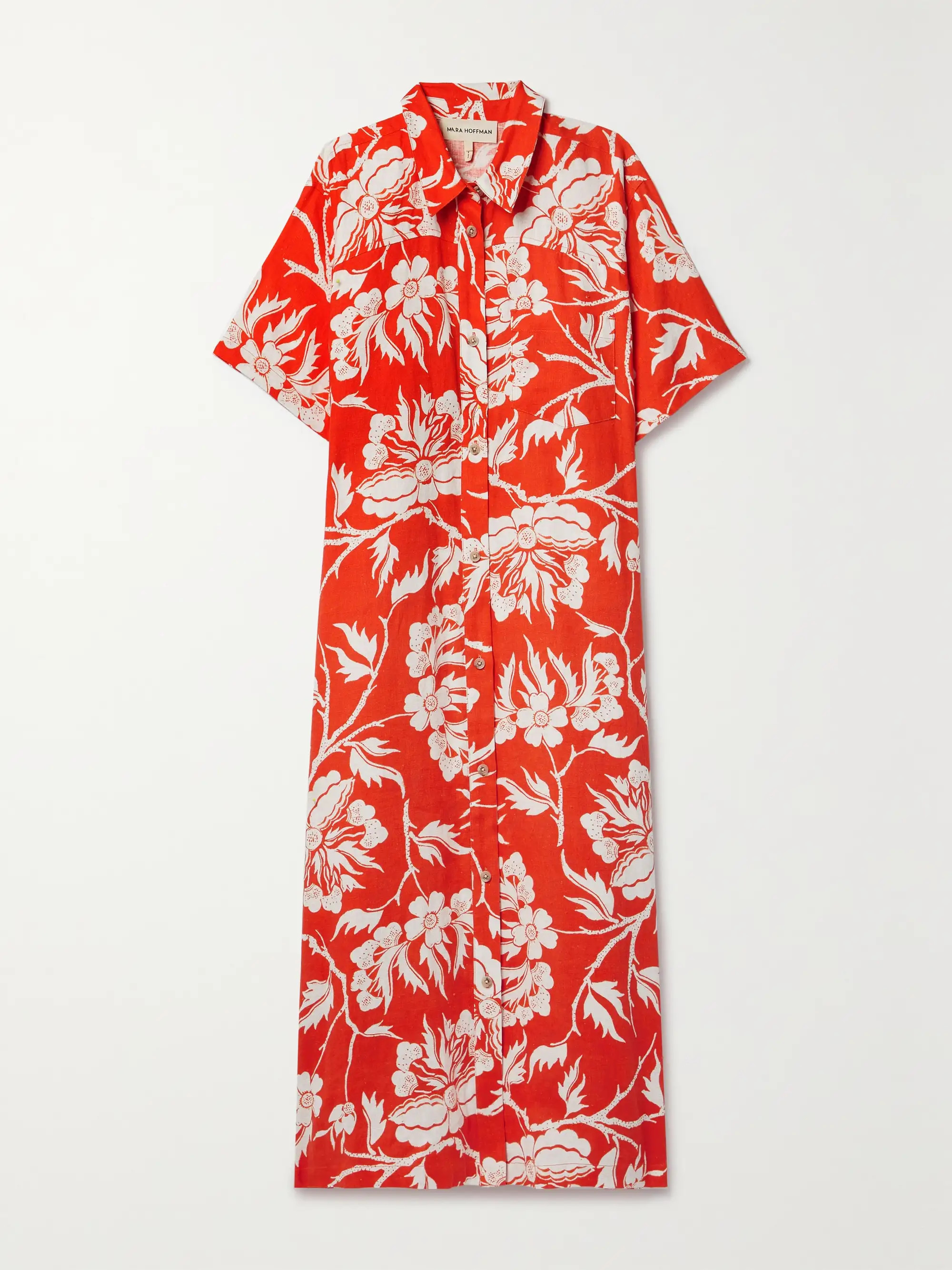 + NET SUSTAIN Abbie floral-print hemp midi shirt dress | NET-A-PORTER (US)