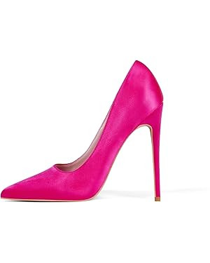 Elisabet Tang High Heels Womens Pointed Toe Heels Satin Pumps Stiletto Bridal Party Dress Evening... | Amazon (US)