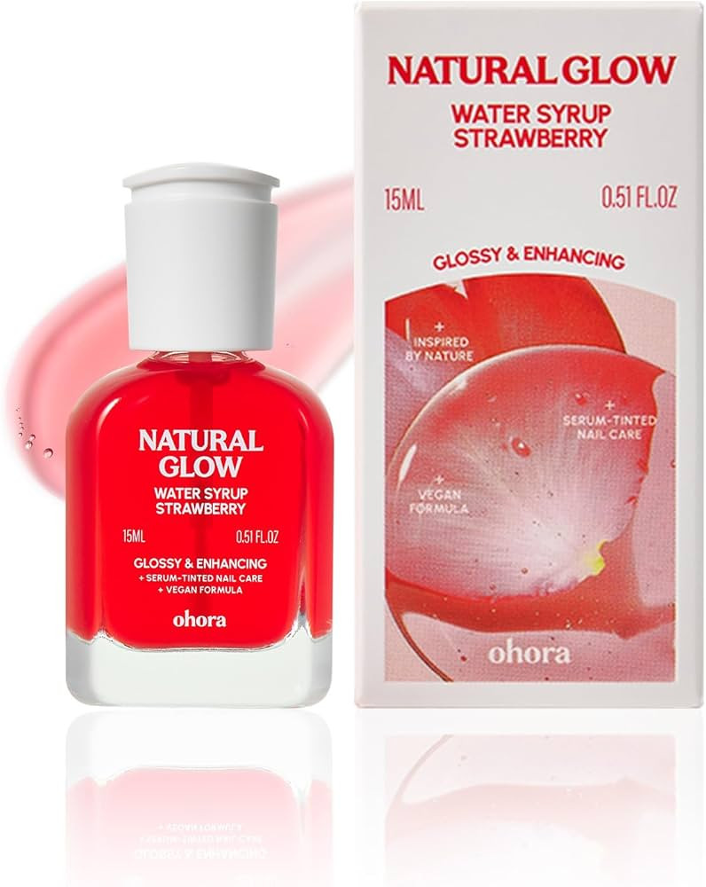ohora Natural Glow Water Syrup Nail Strengthener (Strawberry) - Tinted Nail Hardener for Brittle,... | Amazon (US)
