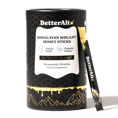 Better Alt Pure Himalayan Shilajit Sticks with Organic Honey, Saffron | Easy to Consume Shilajit| 30 Sticks for Energy Boost & Immune Support, 85+ Trace Minerals, 75%+ Fulvic Acid | Amazon (US)