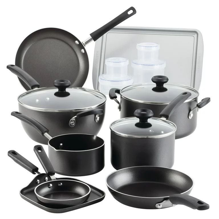 Farberware Easy Clean 20 Pc Aluminum Nonstick Cookware Pots and Pans Set, Gray | Walmart (US)