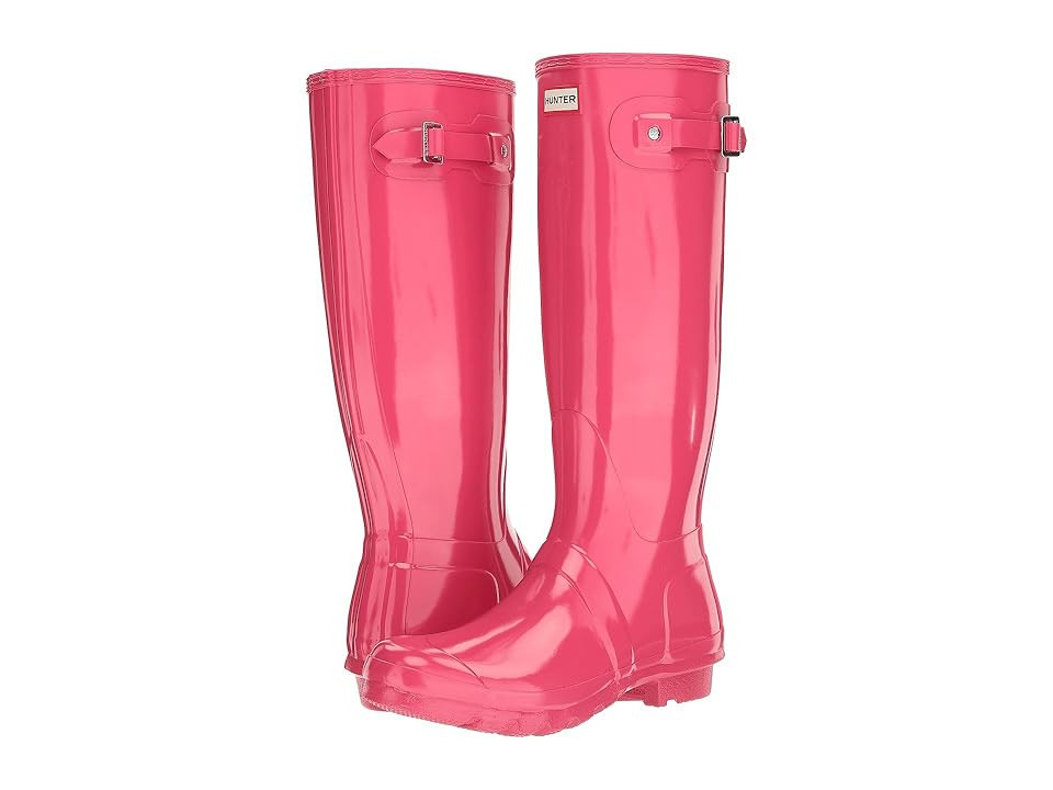 Hunter Original Tall Gloss Rain Boots (Bright Pink) Women's Shoes | Zappos