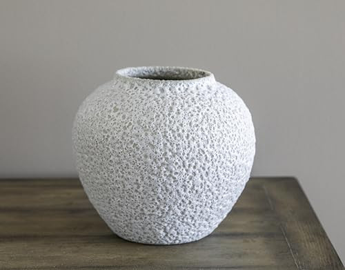CozyWel White Ceramic Vase Flower Vase, Big Textured Round Vase for Centerpieces, Kitchen, Living Room, Bedroom Decor Gifts | Amazon (US)