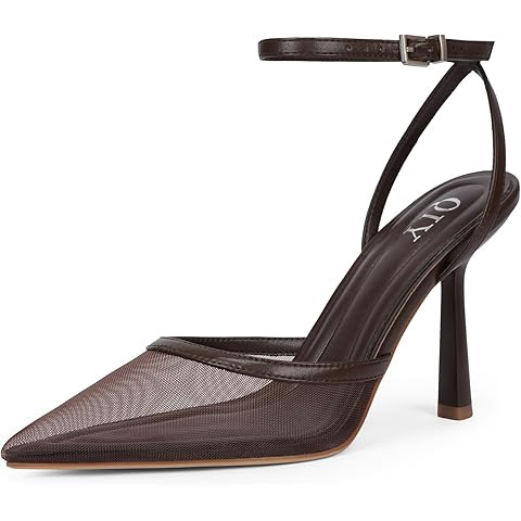 Coutgo Womens Mesh Kitten Heels Slingback Closed Pointed Toe Stiletto Pumps Sandals Sexy Party Dr... | Amazon (US)