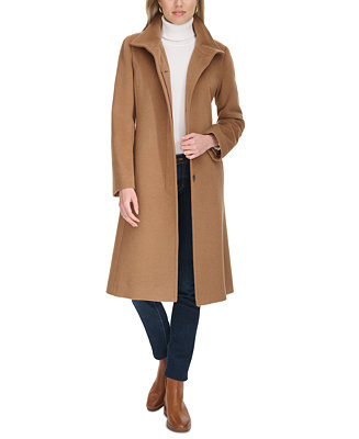 Womens Stand-Collar Single-Breasted Wool Blend Coat | Macy's
