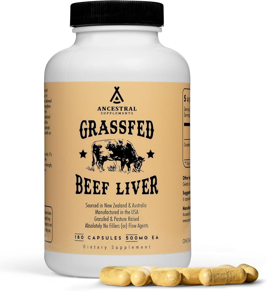 Ancestral Supplements Grass Fed Beef Liver 180 Capsules, Supports Energy Production, Detoxificati... | Amazon (US)