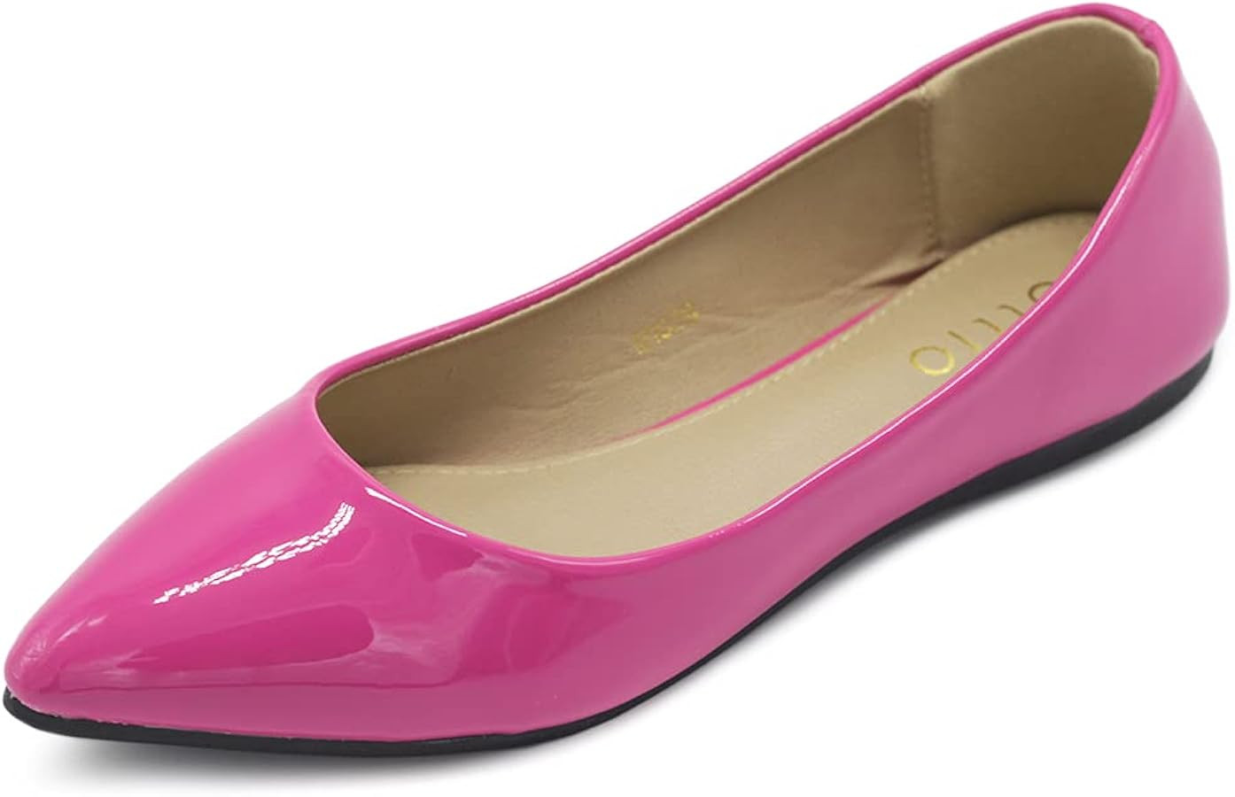 Ollio Women's Shoe Ballet Basic Pointed Toe Comfort Enamel Flat | Amazon (US)