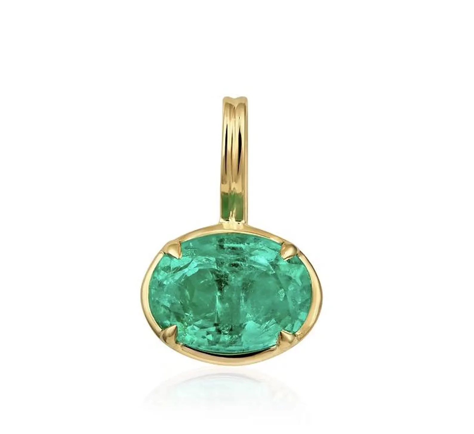 Oval Emerald Pendant – 14K Yellow Gold Charm, May Birthstone | Etsy (Global)