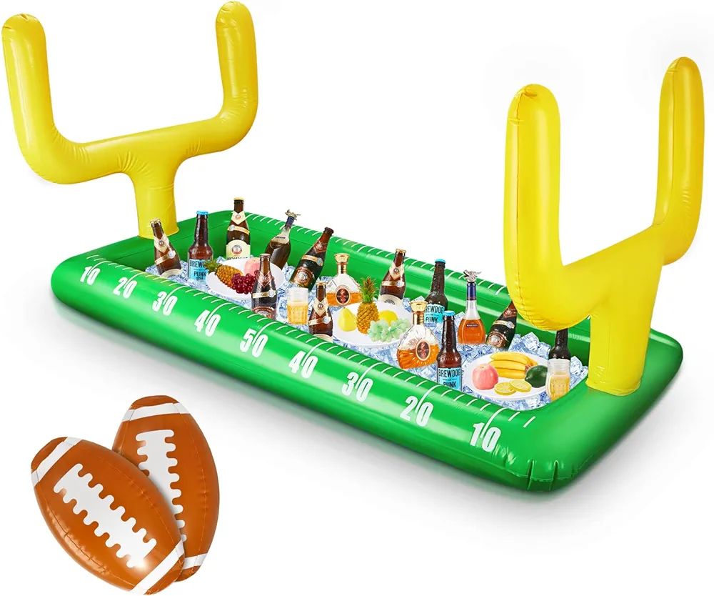 Inflatable Football Field Cooler Football Party Drink Cooler and 2 Pcs Inflatable Football Footba... | Amazon (US)