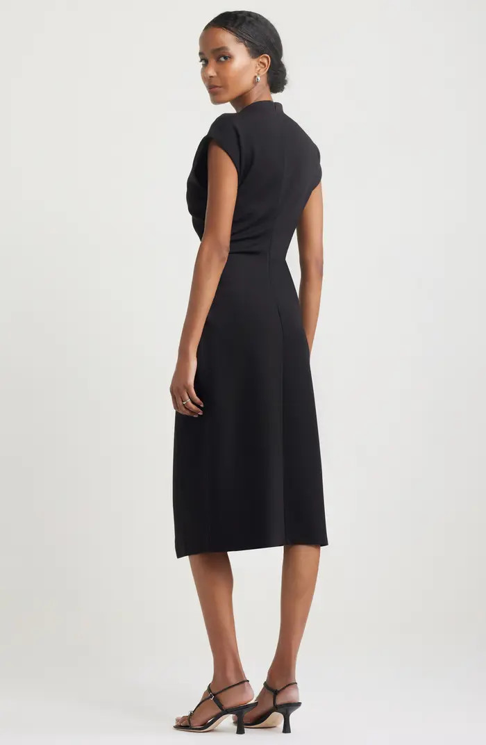 Ruched Funnel Neck Midi Dress | Nordstrom