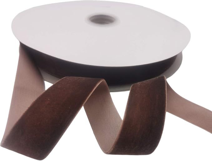 Nylon Velvet Ribbon Single Faced,1 Inch X 25Yards Spool (Brown) | Amazon (US)