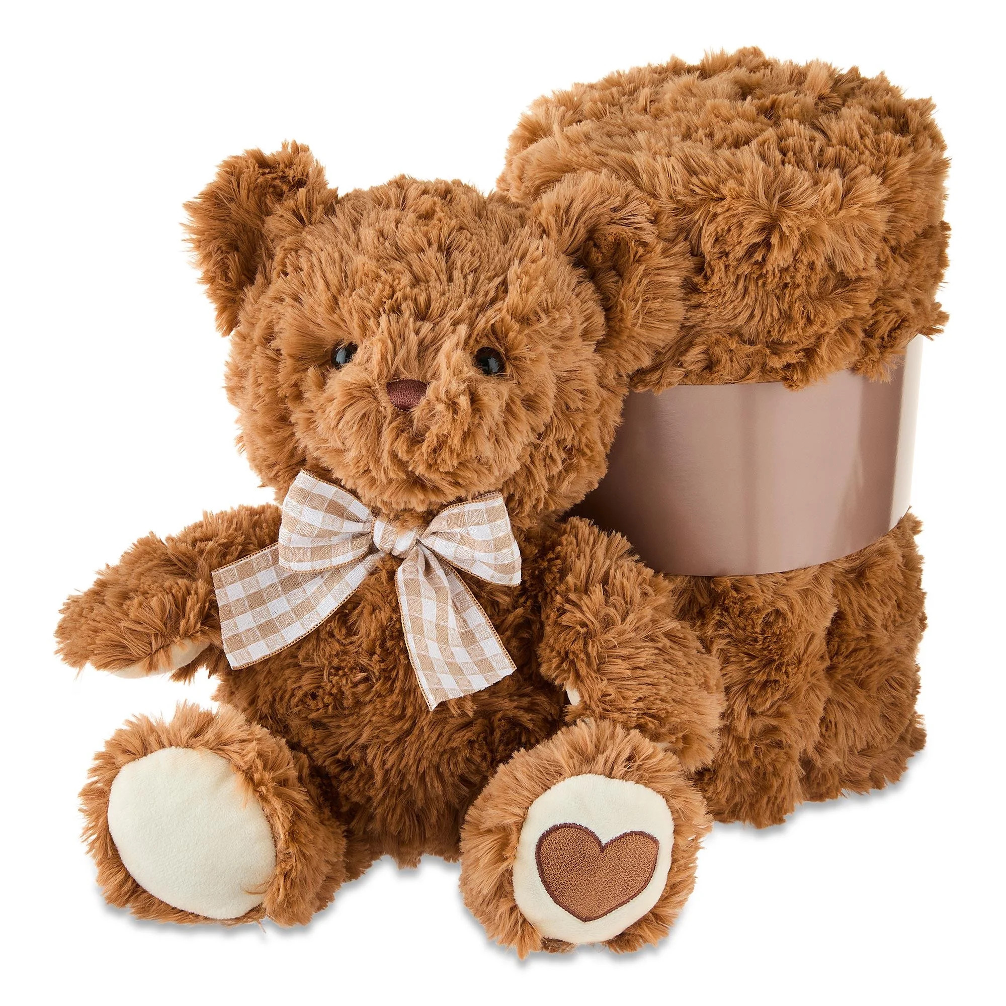 Bear Plush with Throw Blanket, Brown, 50" x 60", Valentine's Day by Way To Celebrate | Walmart (US)