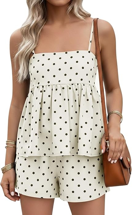FOMELY Women's Polka Dot Set 2026 2 Piece Sets for Women Summer Sleeveless Short Sets with Pocket... | Amazon (US)