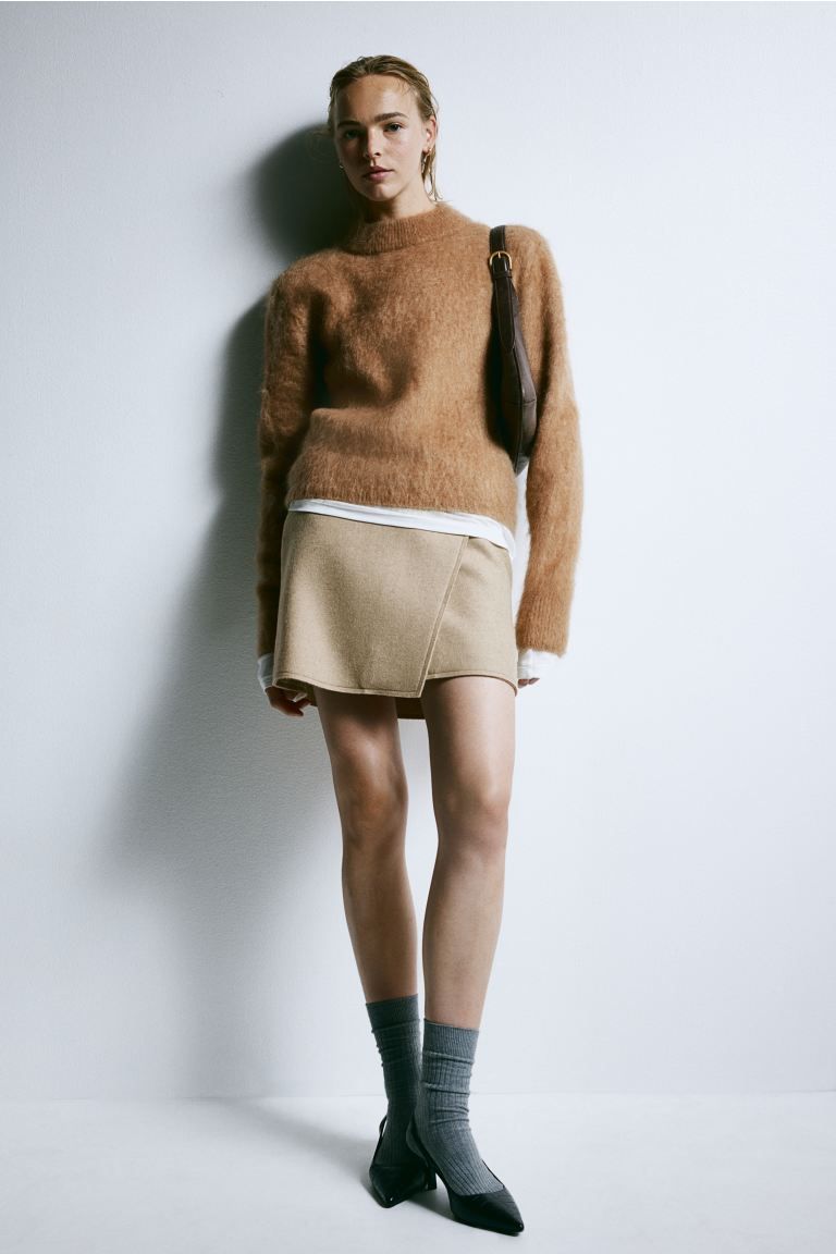 Mohair-blend jumper - Dark beige - Ladies | H&M GB | H&M (UK, MY, IN, SG, PH, TW, HK)
