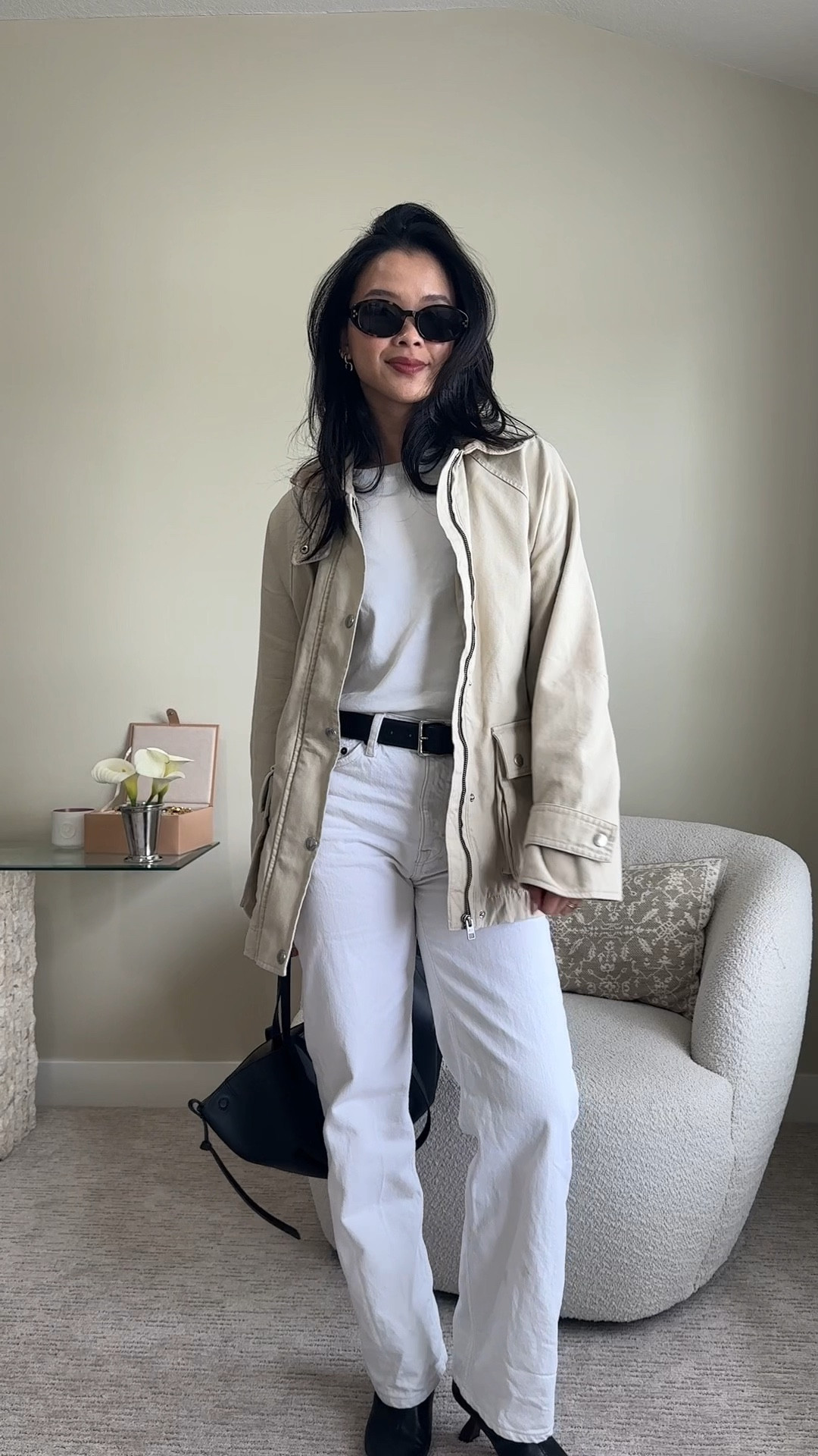 what to wear on a chilly spring day! I love white denim for spring and have also been obsessed with this jacket! This is such a cool and effortless look! 

#LTKStyleTip #LTKFindsUnder100 #LTKWatchNow
