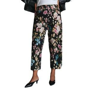 MAEVE Anthropologie Pants 33 Floral”Colette”Wide-Leg Stretchy-Cotton Crop Pocket | Poshmark