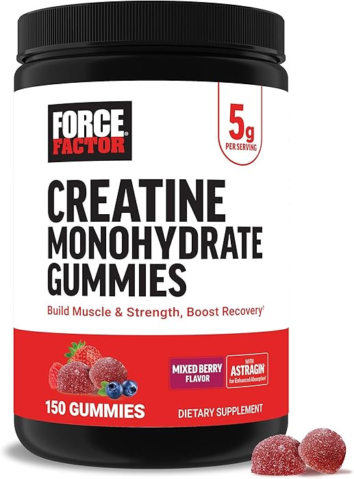 Force Factor Creatine Monohydrate Gummies, 5g Dose for Men & Women to Support Muscle, Strength, R... | Amazon (US)