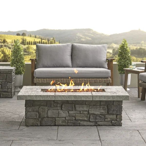 SEDONA Rectangle Concrete Propane or Natural Gas Fire Pit Table by Real Flame | Wayfair North America