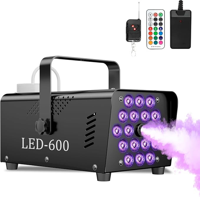 Fog Machine Smoke Machine, 18 LED Lights with 13 Colors, 600W and 2500CFM Fog, Wireless&Wired Rem... | Amazon (US)