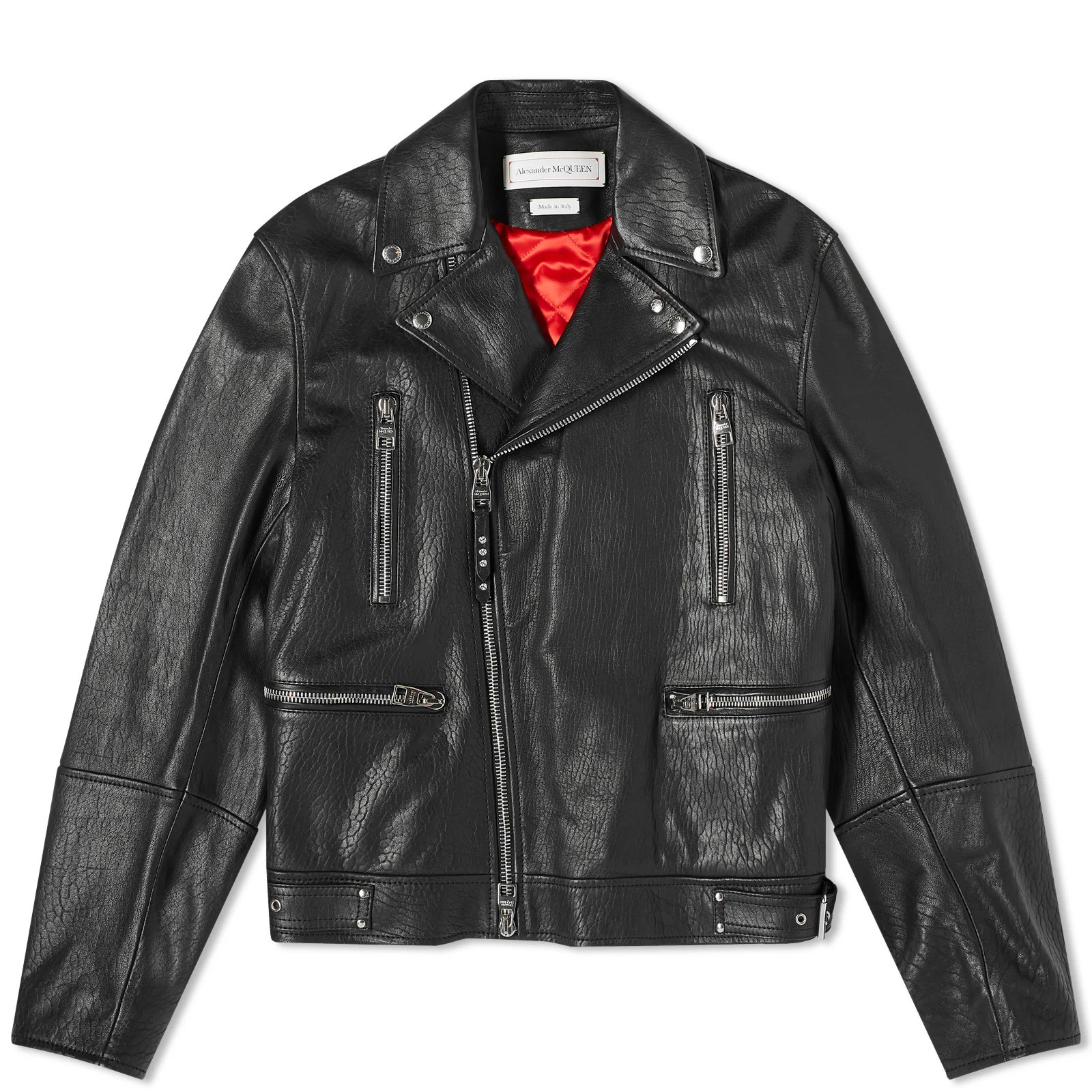 Alexander McQueen Men's Leather Biker Jacket in Black, Size Small | END. Clothing
