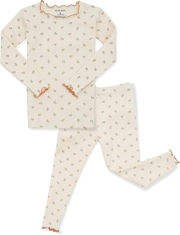 AVAUMA Baby Boy Girl Pajama Set 6M-7T Kids Cute Toddler Snug fit Flower Pattern Design Pjs Cotton... | Amazon (US)