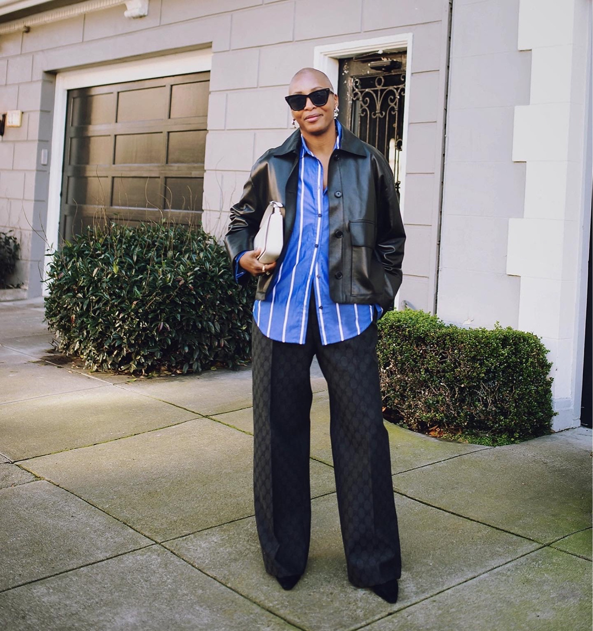 getting back to work in a look mixing prints & textures, and playing with proportion…trying new pairings is how you can hone youse personal style… 💙🖤🩶

#LTKstyletip #LTKworkwear #LTKover40
