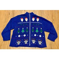 Vintage Santa Reindeer Ugly Christmas Sweater Trees | Etsy (US)