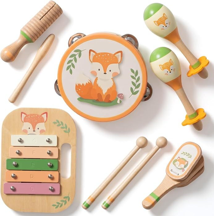 Wooden Musical Instruments Set for Toddlers 1-3, Montessori Toys | Amazon (US)