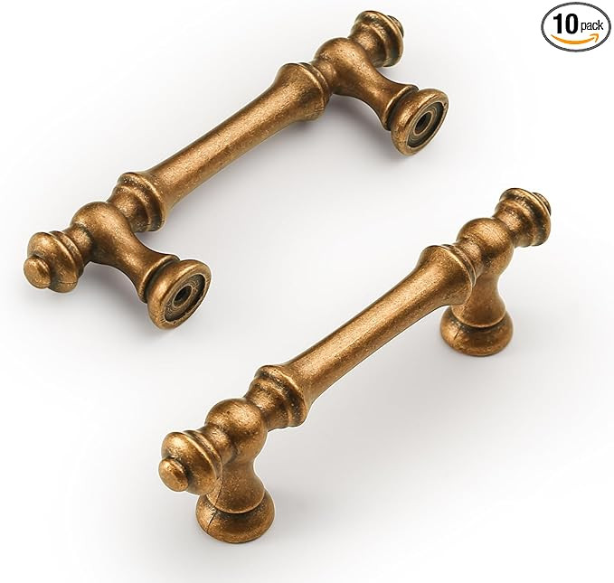 Amerdeco 10 Pack Antique Brass Cabinet Pulls 3 Inch(76mm) Hole Center Cabinet Hardware Kitchen Ca... | Amazon (US)